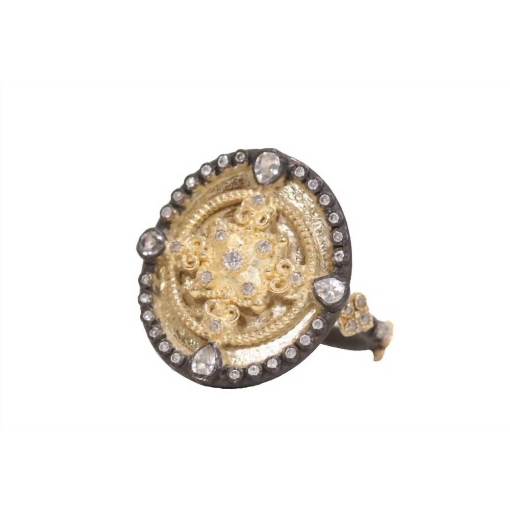 NEW ARMENTA women's heraldry small oval shield ring in 18k yellow gold